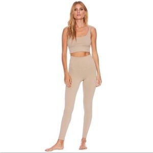 Beach Riot Ayla Taupe Ribbed High Waist Leggings